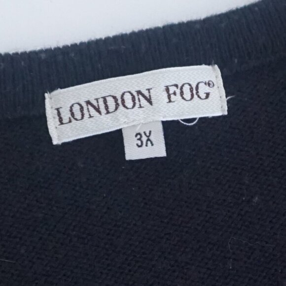 Vintage '80S Leather Fog Black 3D  Eclectic Grandpa Wool V-Neck Knit Sweater 3X - Picture 9 of 10